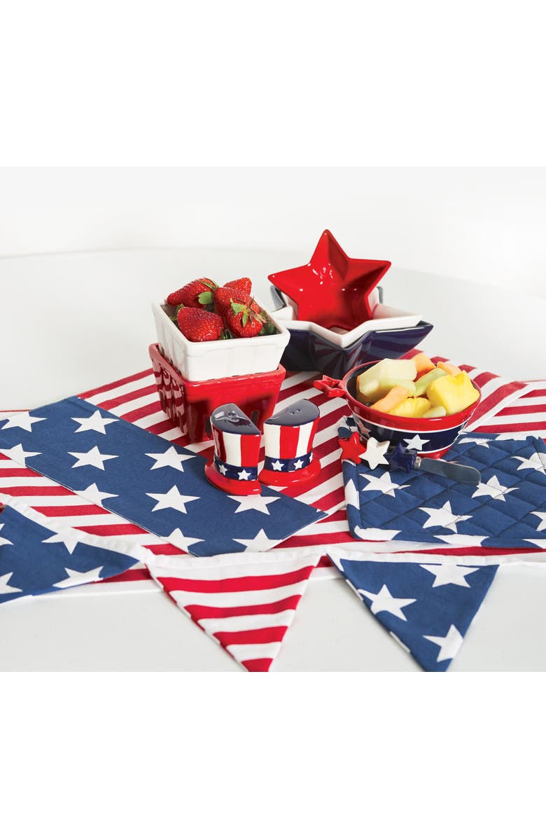 C&F Home Patriotic Stars & Stripes American Flag Cotton Tabletop Placemats Set of 6, 13" x 19", Alternate, color, Blue