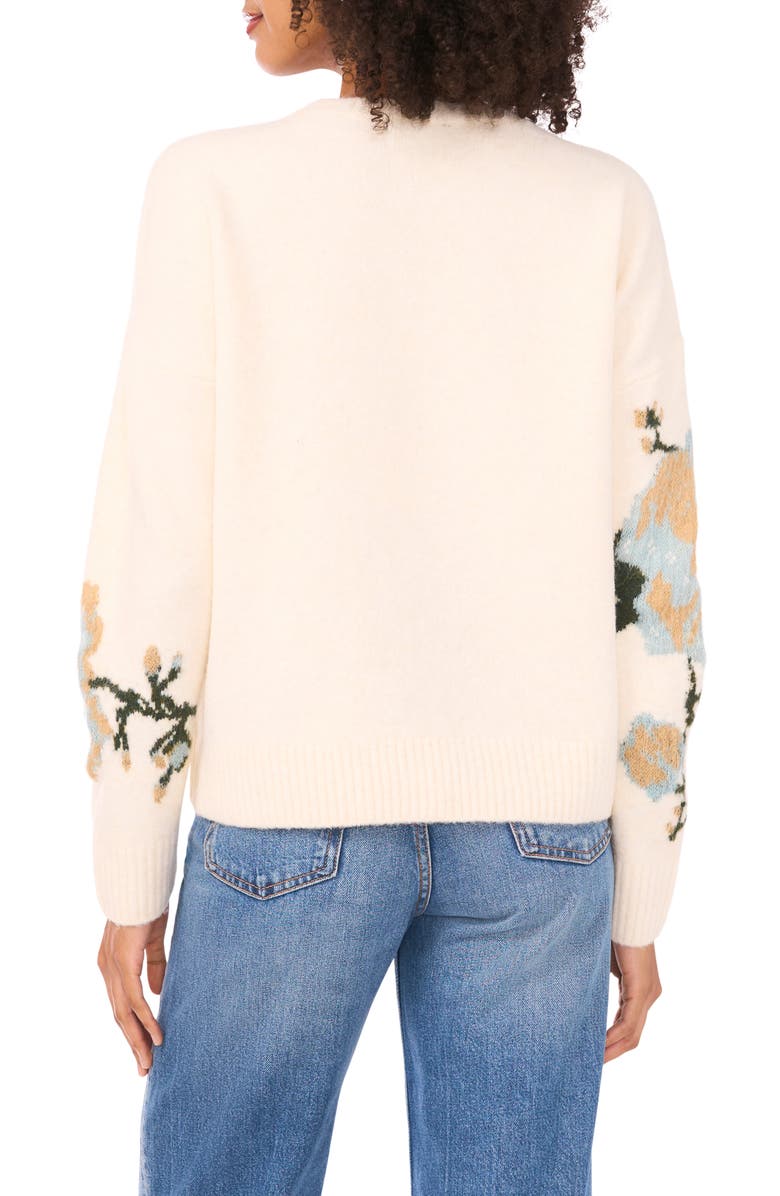 Ted Baker Flower Crewneck Sweater, Alternate, color, Vanilla Ice/ Cool Mint