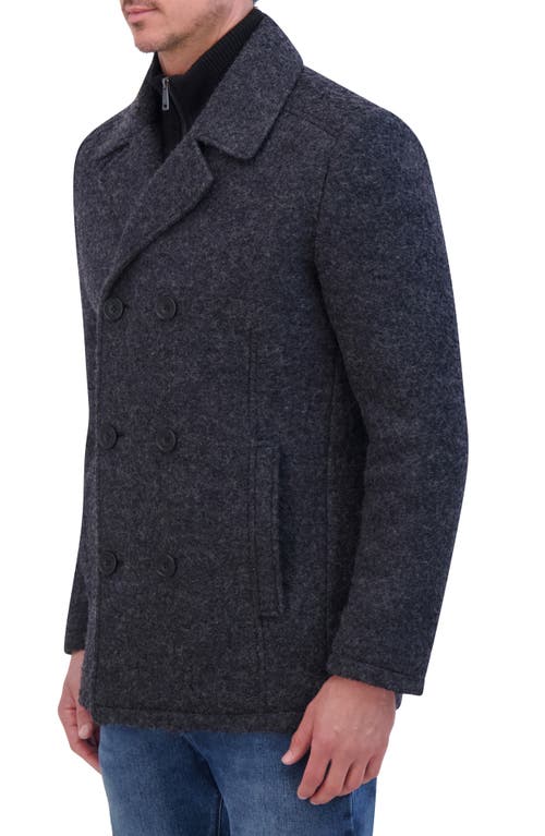 Kenneth Cole New York Bouclé Wool Blend Peacoat In Black