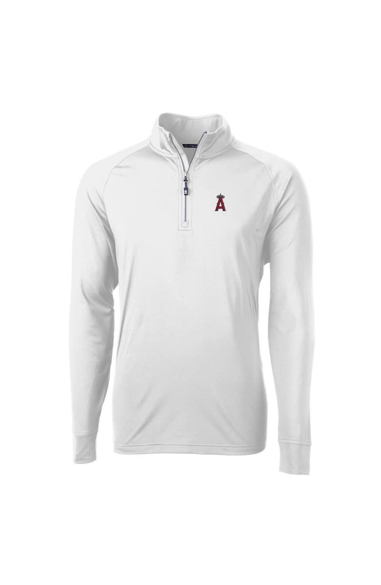 Cutter & Buck Men's Cutter & Buck  White Los Angeles Angels Adapt Eco Knit Stretch Recycled Quarter-Zip Pullover Top, Alternate, color, 