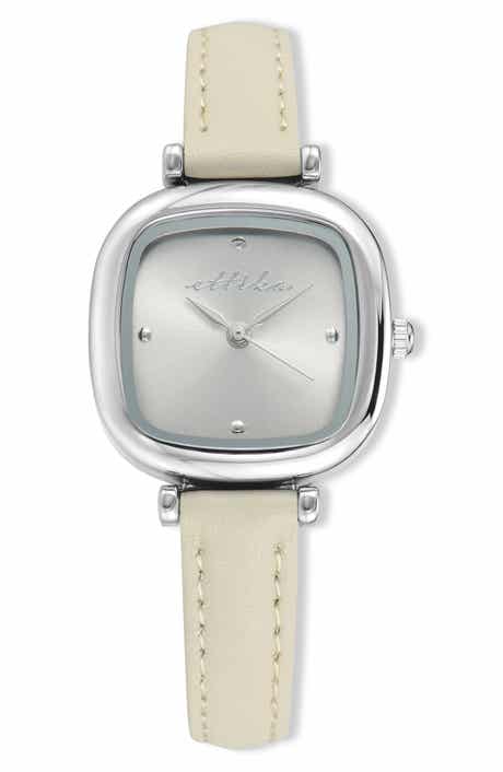 Square Case Leather Strap Watch