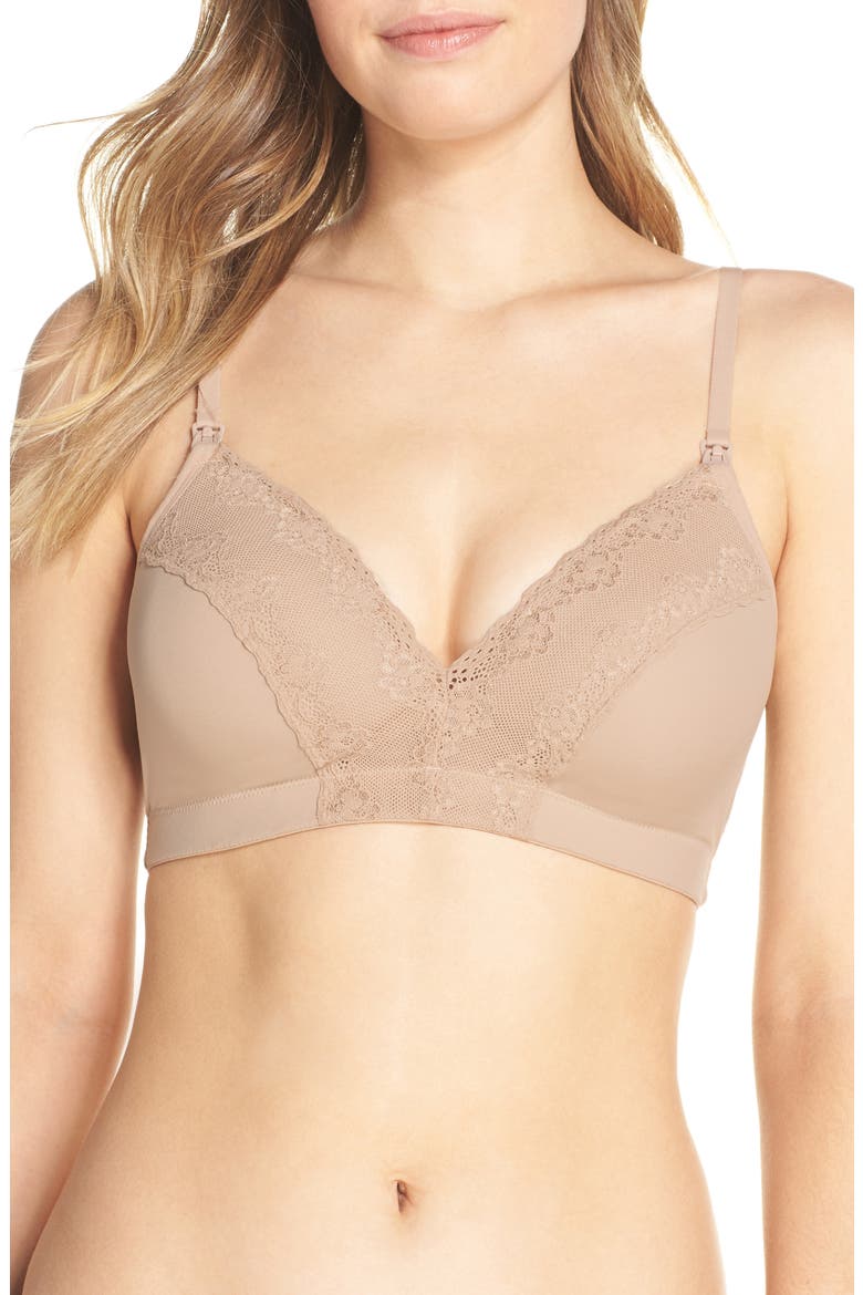 Bliss Perfection Wireless Nursing Bra, Main, color, CAFÉ