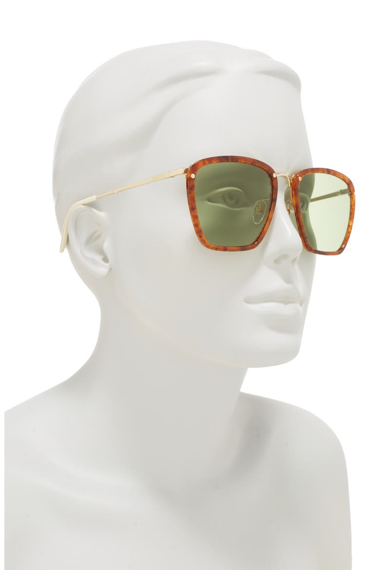 56mm Square Sunglasses, Alternate, color, HAVANA GOLD GREEN/ GRN