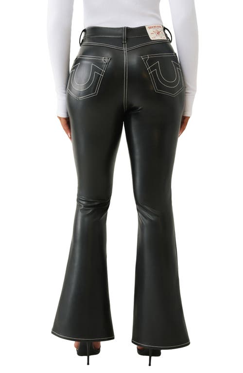 True Religion Charlie Lace-up Faux Leather Flare Pants In Black