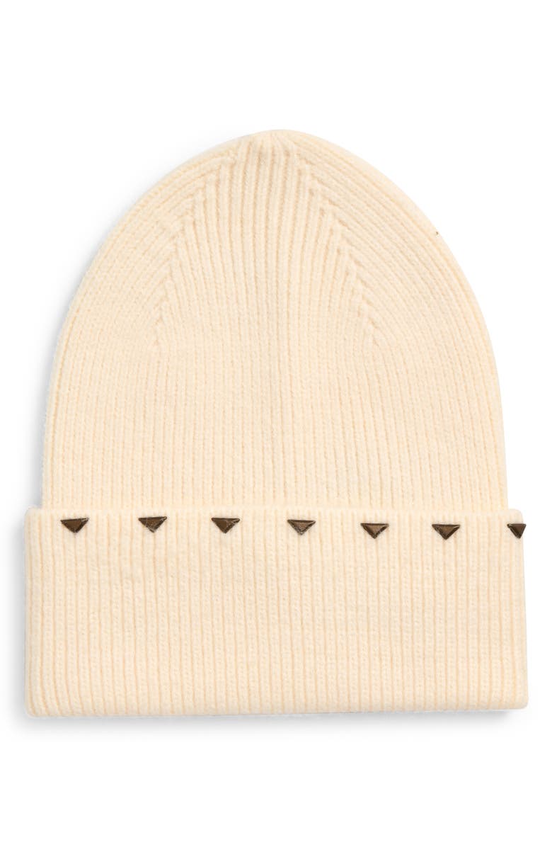 Frye Studded Cuffed Beanie, Main, color, Cloud Dancer