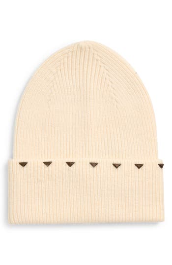 Frye Studded Cuffed Beanie In Neutral