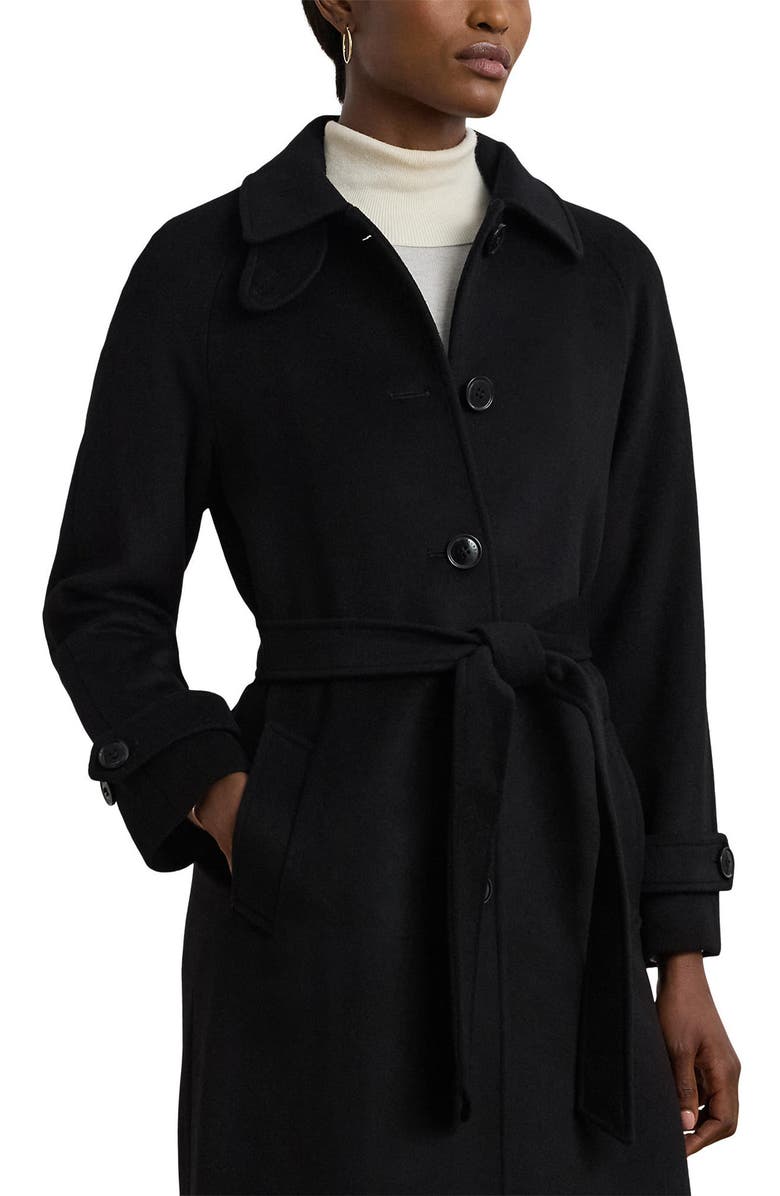 Lauren Ralph Lauren Wool Blend Trench Coat, Alternate, color, Black