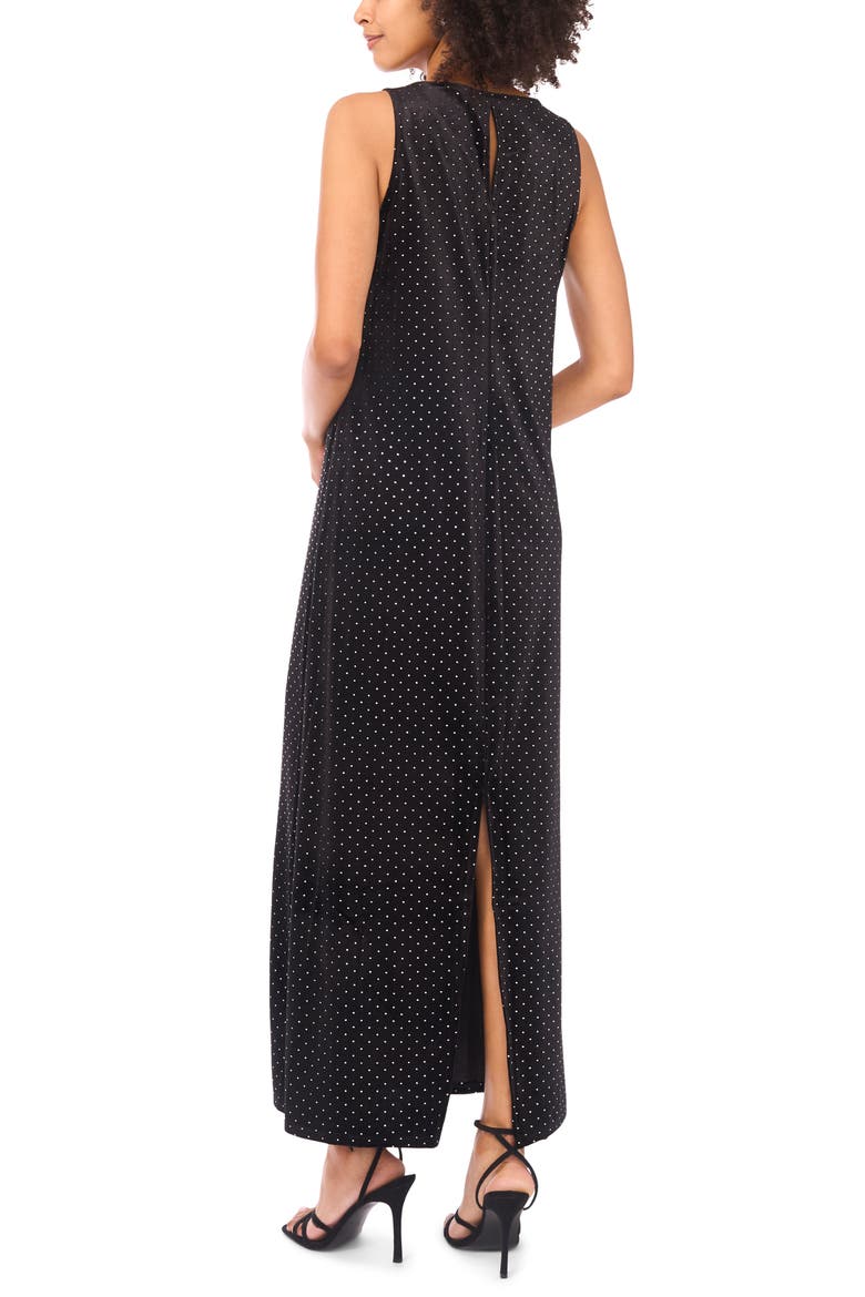 Dot Keyhole Back Sleeveless Maxi Dress, Alternate, color, RICH BLACK