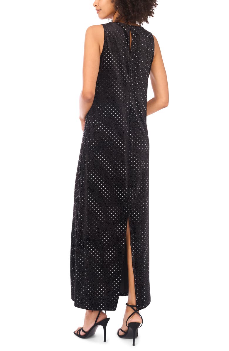 Vince Camuto Dot Keyhole Back Sleeveless Maxi Dress, Alternate, color, Rich Black