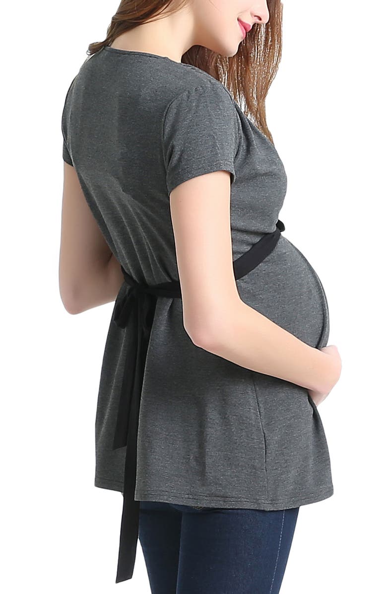 Kimi & Kai Maternity Colorblock Nursing Top, Alternate, color, Gray