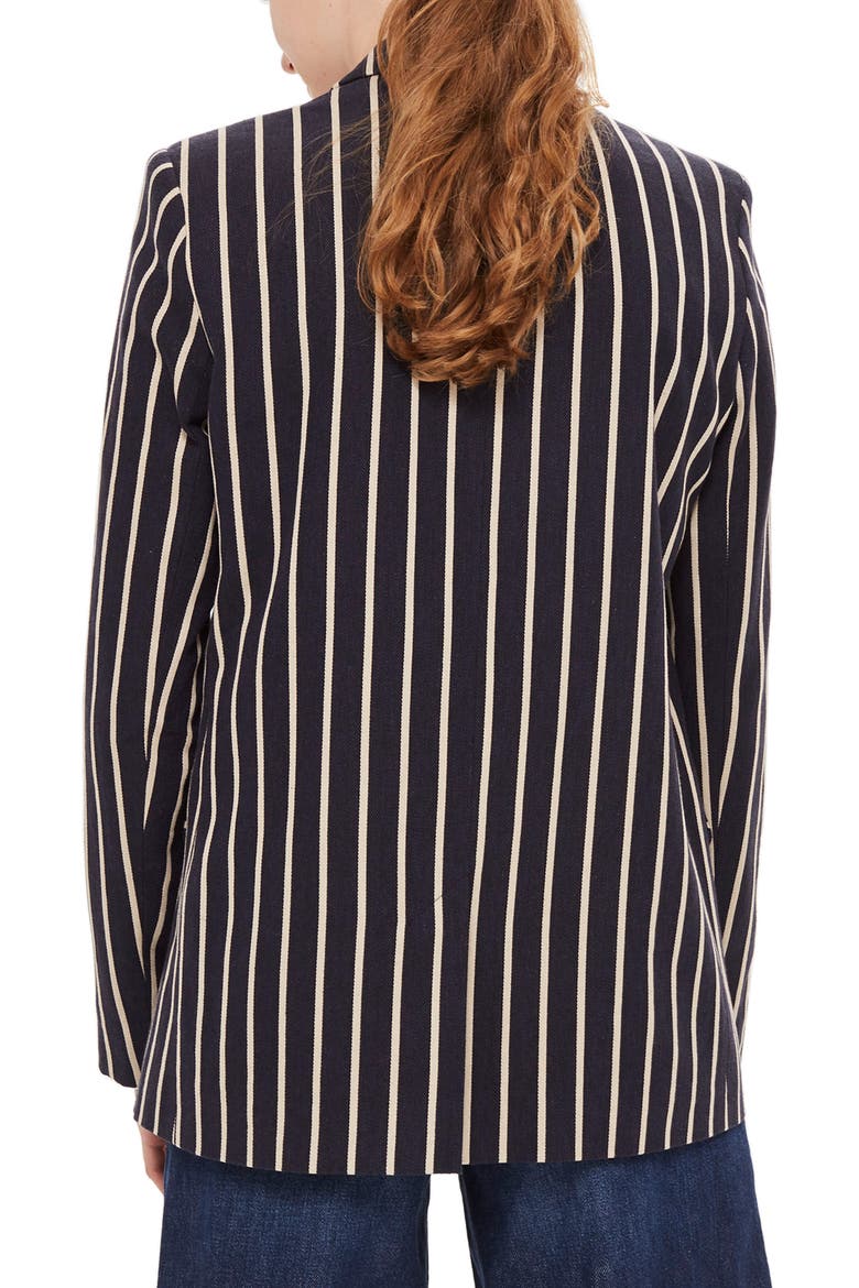Stripe Double Breasted Jacket, Alternate, color, NAVY BLUE