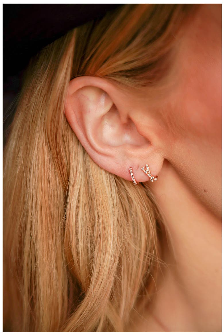 Mini Diamond Huggie Hoop Earrings, Alternate, color, ROSE GOLD