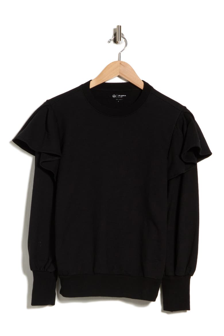 Cecilia Ruffle Sweatshirt, Main, color, TRUE BLACK