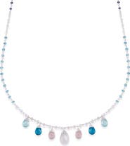 SAMUEL B. Sterling Silver Multi-Gemstone Station Necklace