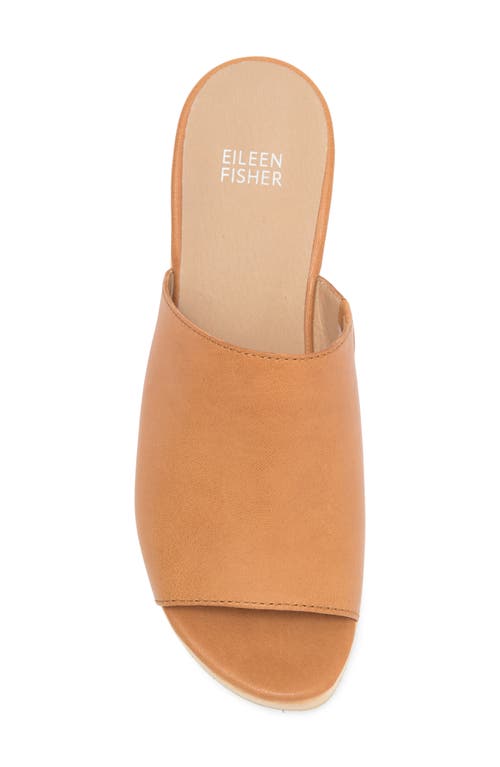 Eileen Fisher Novel Platform Slide Sandal In Cognac