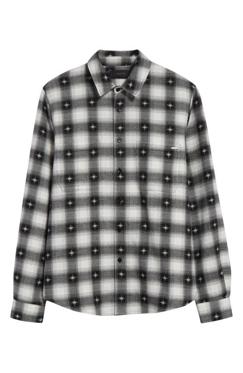 Amiri 'stardust' Black Shirt With Classic Collar And All-over Check Motif In Black