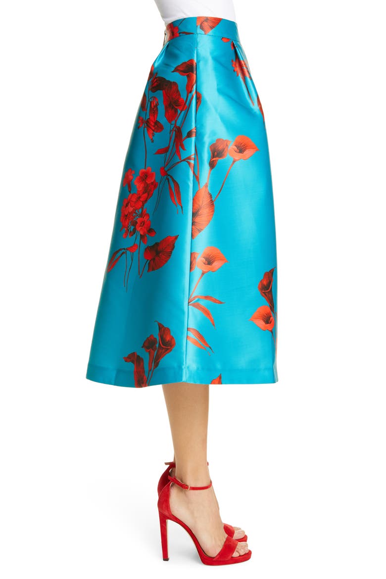 Arielle Fantasia Jacquard Full Skirt, Alternate, color, TURQUOISE