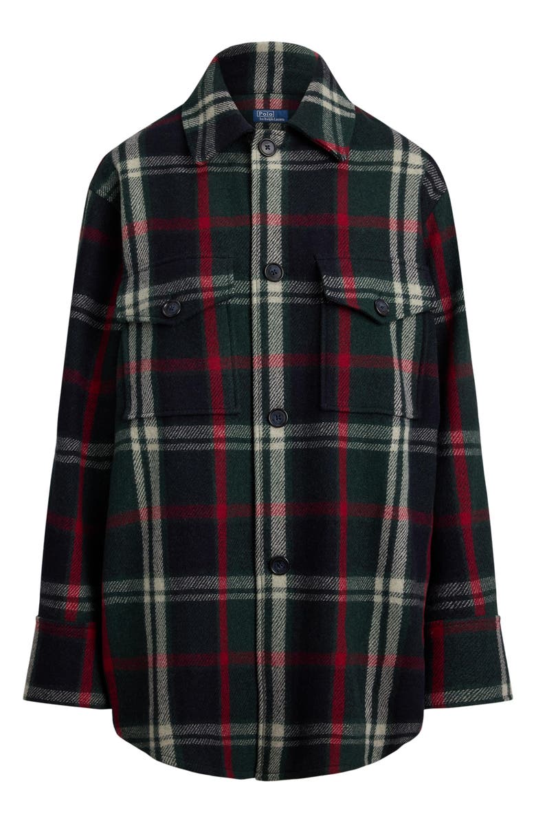 Polo Ralph Lauren Oversize Plaid Wool Blend Twill Shirt Jacket, Alternate, color, Green/ Blue/ Red Multi