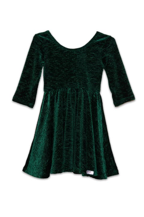 Girls Holiday Bodre Velvet Twirly Dress