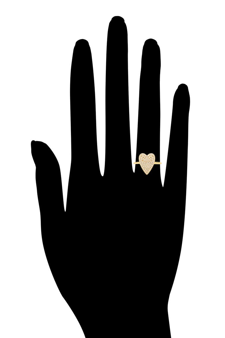 18K Gold Plated Pavé Cubic Zirconia Heart Ring, Alternate, color, 18K GOLD CLAD