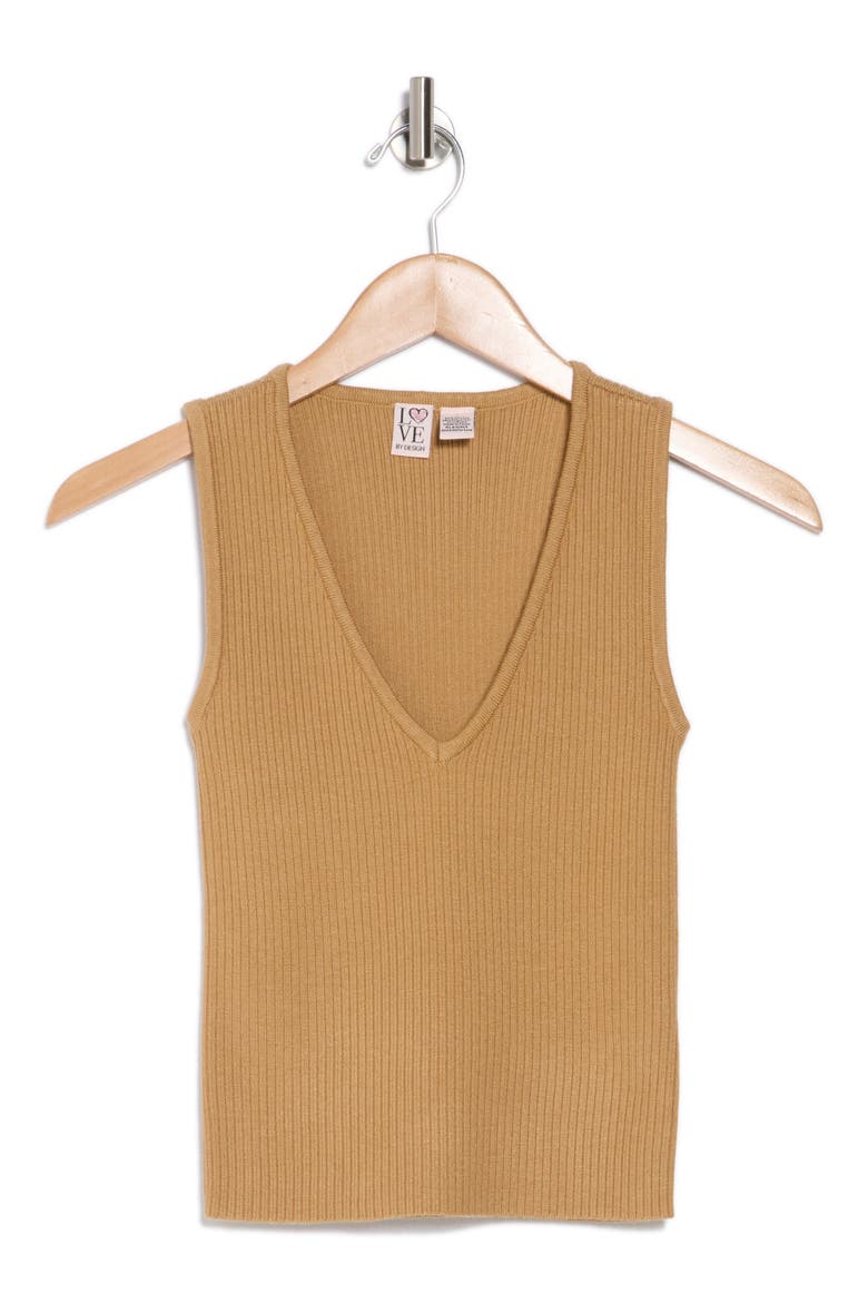 Sandy V-Neck Sweater Tank, Alternate, color, SAND