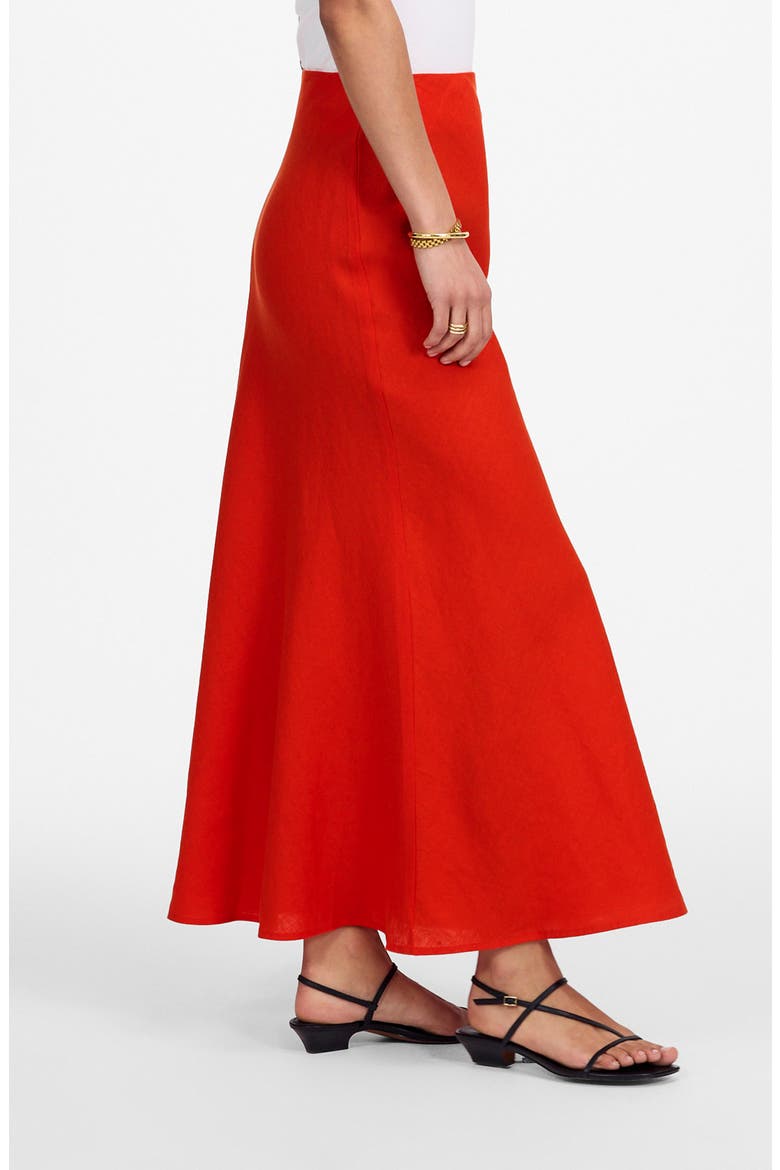 Linen Maxi Slip Skirt, Alternate, color, BRIGHT FLAME