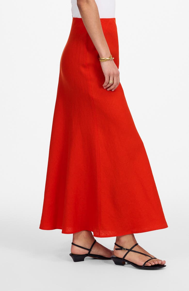 Madewell Linen Maxi Slip Skirt, Alternate, color, Bright Flame