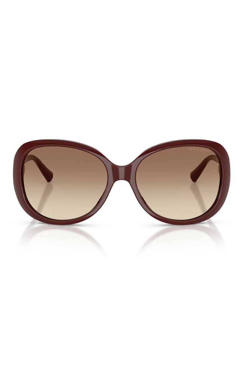 56mm Round Sunglasses, Main, color, BURGUNDY / BROWN GRADIENT