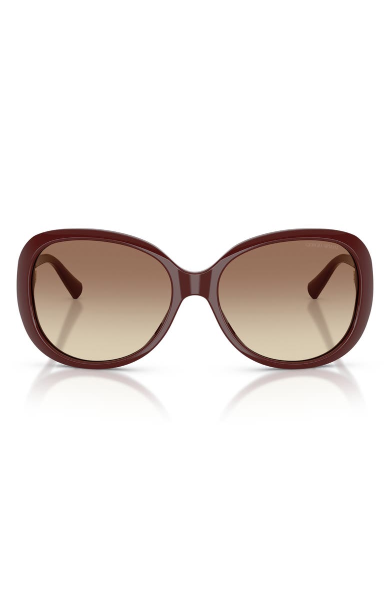 ARMANI 56mm Round Sunglasses, Main, color, Burgundy / Brown Gradient