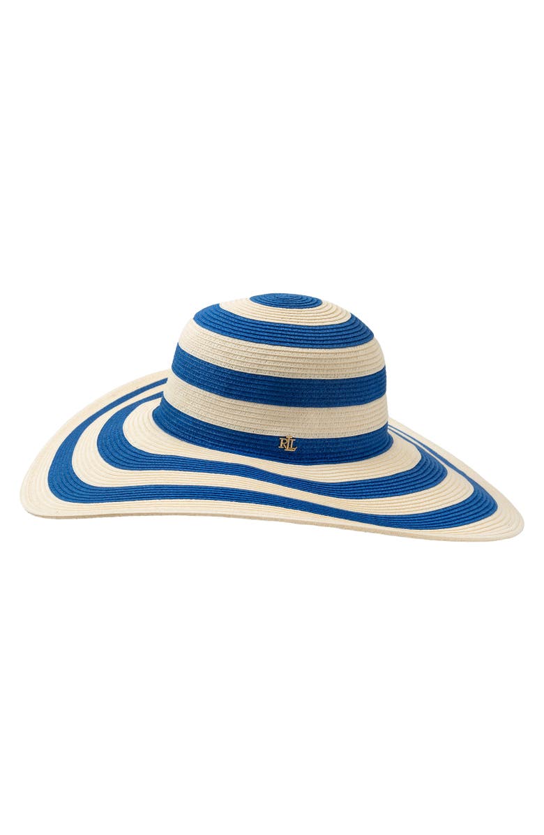 Lauren Ralph Lauren Stripe Sunhat, Main, color, Blue/Cream