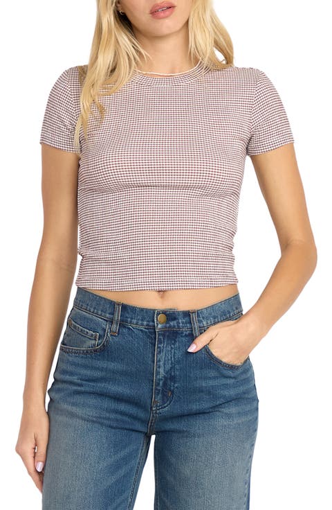 Checked Out Gingham Crop Seersucker T-Shirt