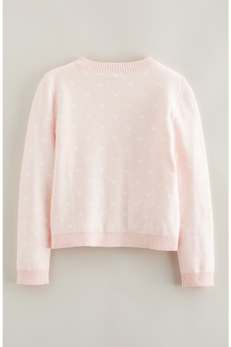Kids' Heart Jacquard Cotton Cardigan, Alternate, color, PINK- WHITE SWEET HEARTS