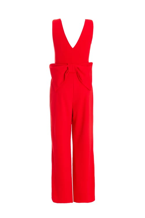 Quiz Button Front Scuba Crepe Jumpsuit With Open Back In Red