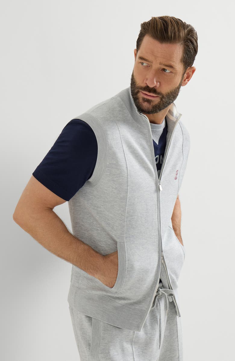 Brunello Cucinelli Double knit vest, Alternate, color, Pebble