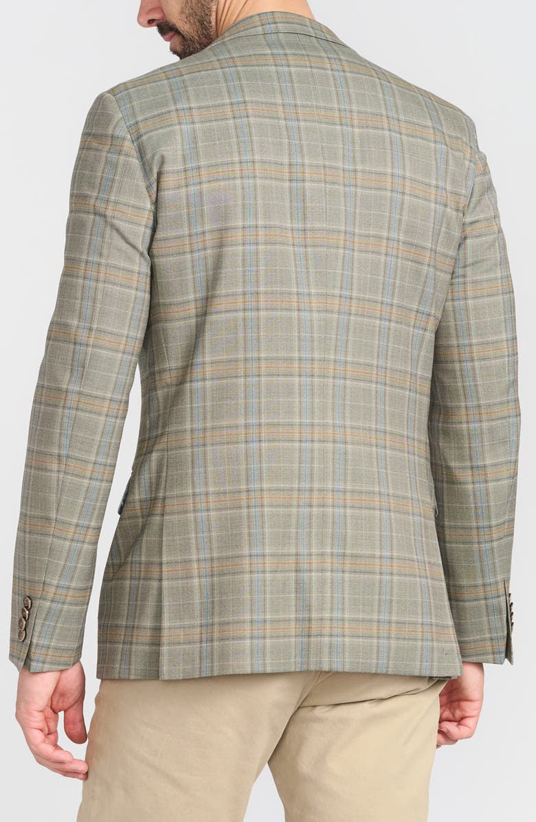CRICKETEER Olive Plaid Wool Blend Blazer, Alternate, color, Olive