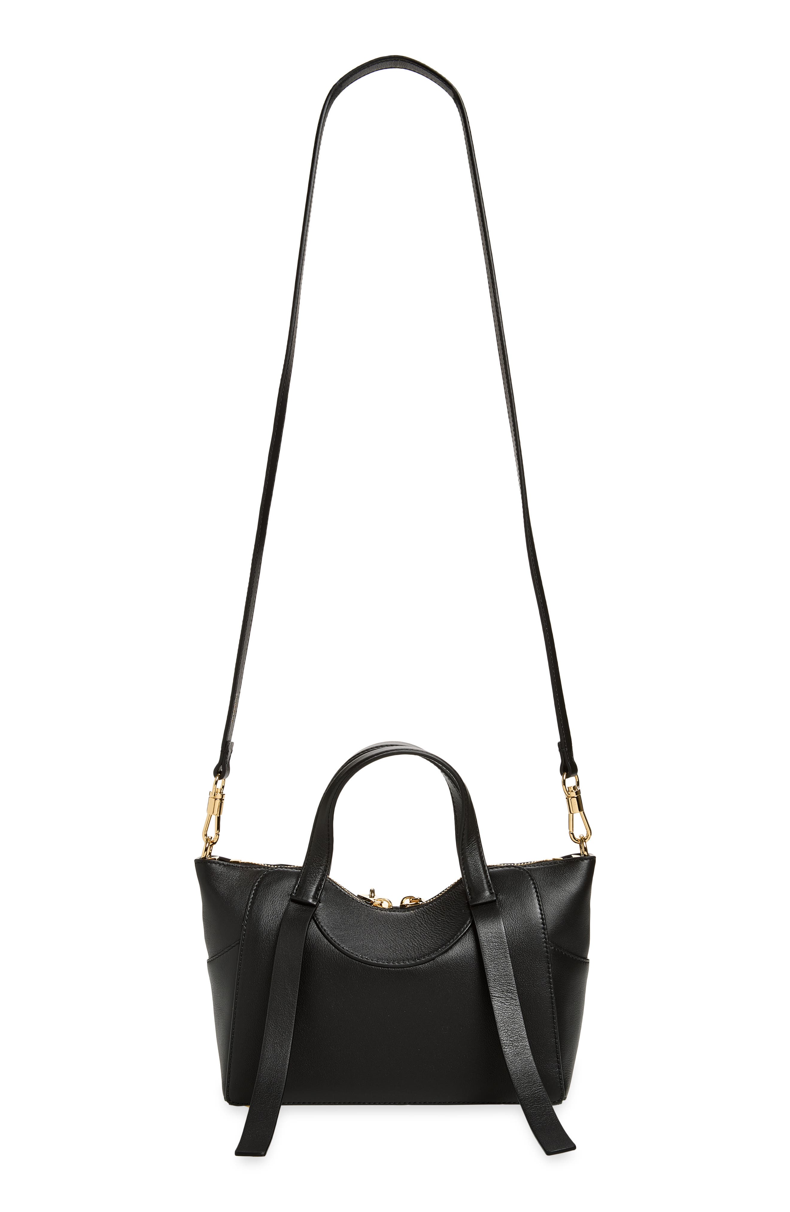 Small Snatch Leather Chain Zip Tote, Alternate, color, BLACK