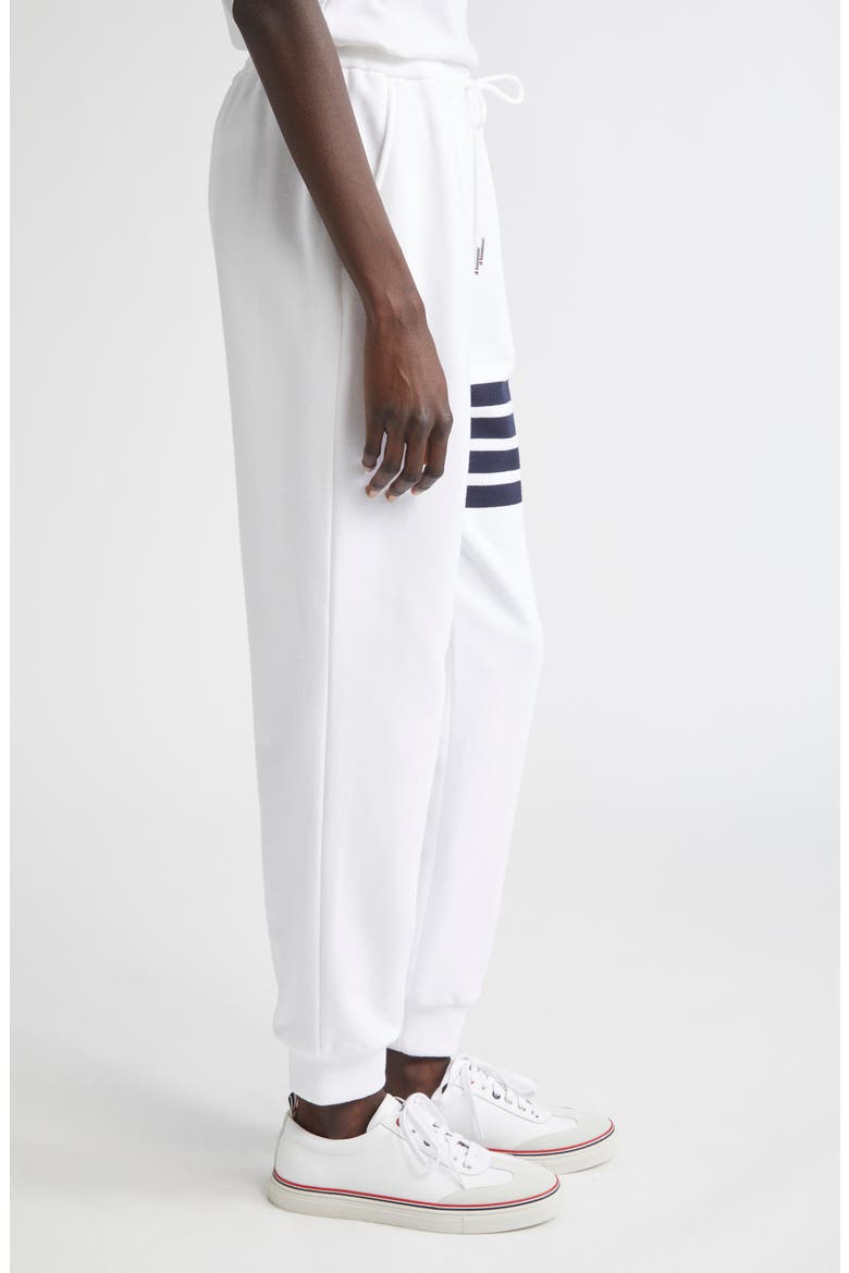 Classic 4-Bar Cotton French Terry Joggers, Alternate, color, WHITE / NAVY