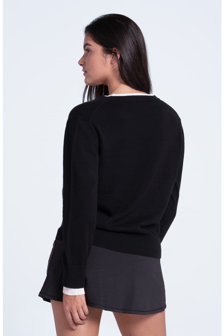 Double V-Neck Sweater, Alternate, color, Black