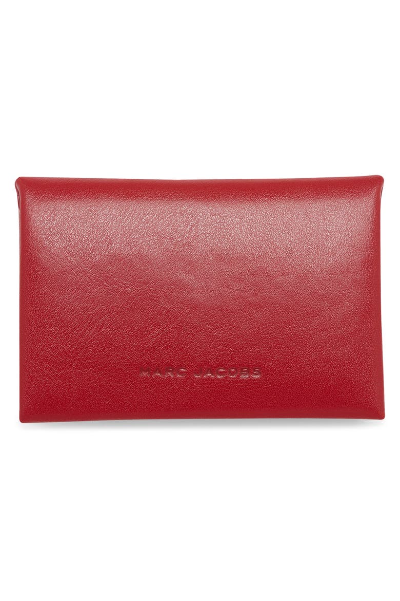 Scene Snap Leather Card Holder, Alternate, color, CRIMSON