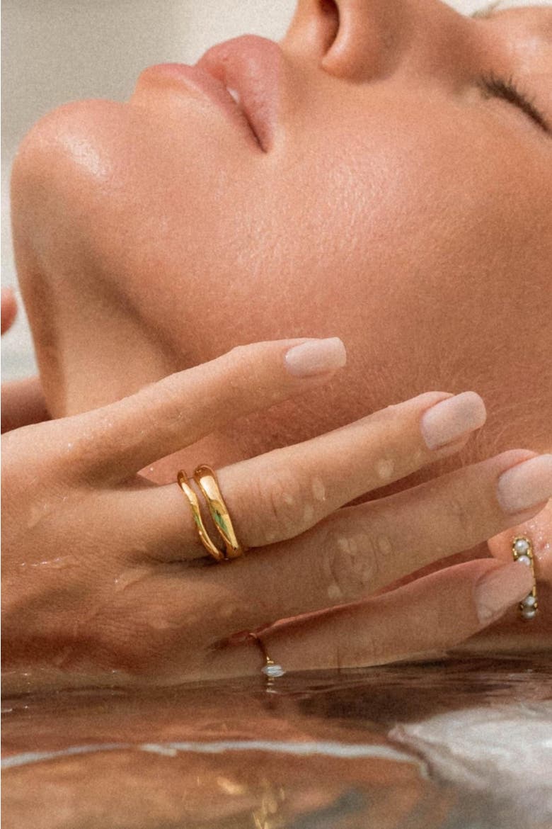 Gemini Stackable Rings, Alternate, color, Gold