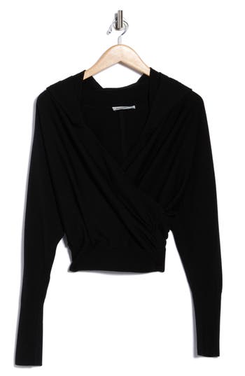 Simkhai Riley Merino Wool Surplice Hoodie In Black