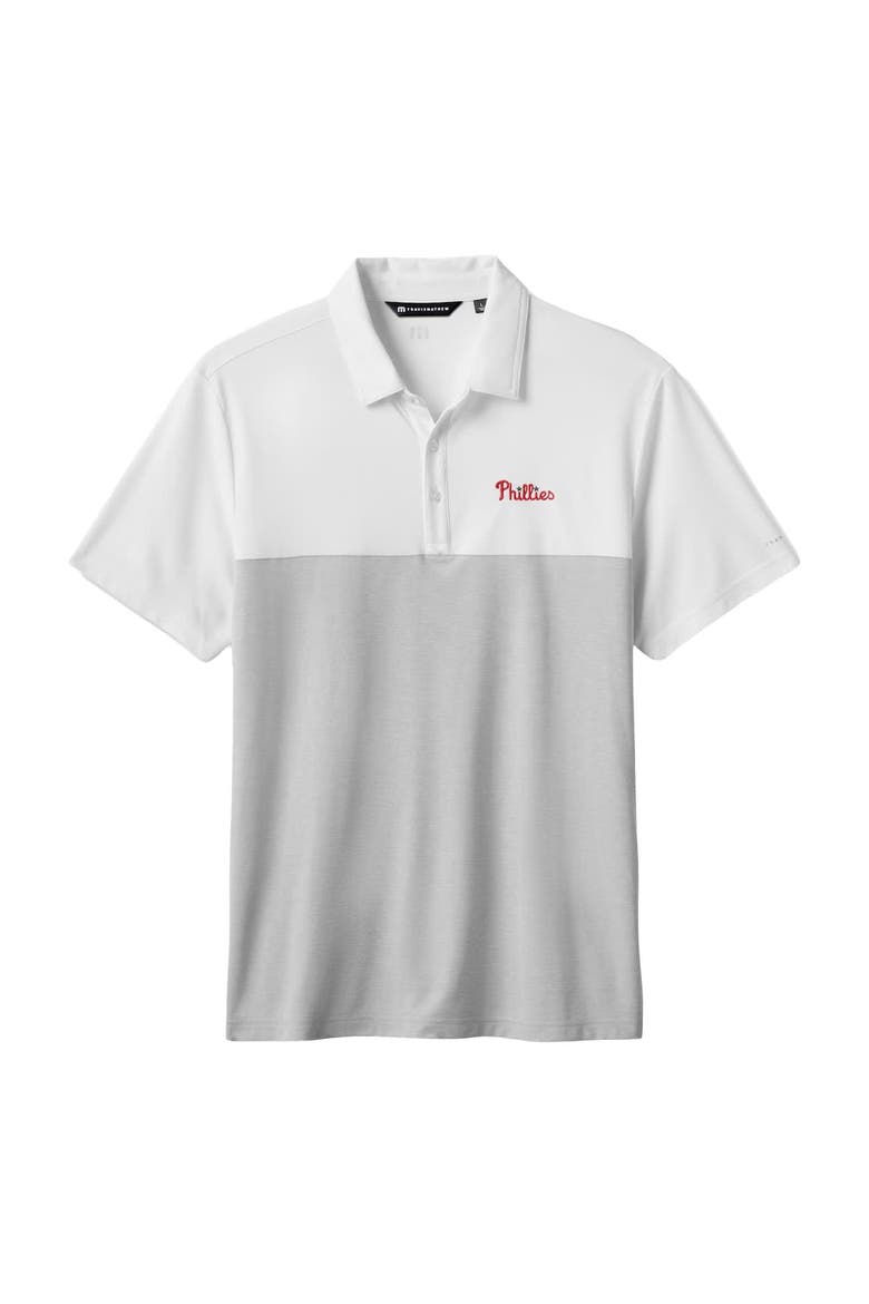 Men's TravisMathew White/Gray Philadelphia Phillies Home Run Leader Tri-Blend Polo, Alternate, color, White