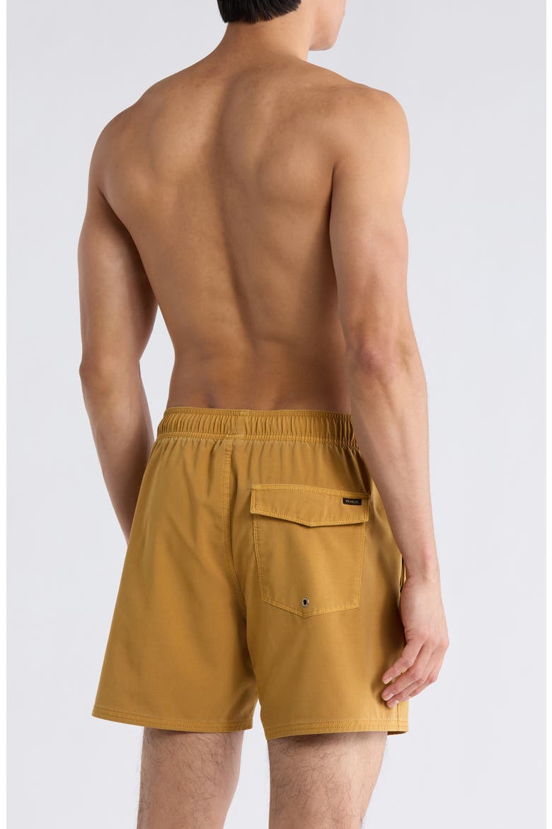 Pigment-Dyed Elastic Waist Shorts, Alternate, color, OLD GOLD