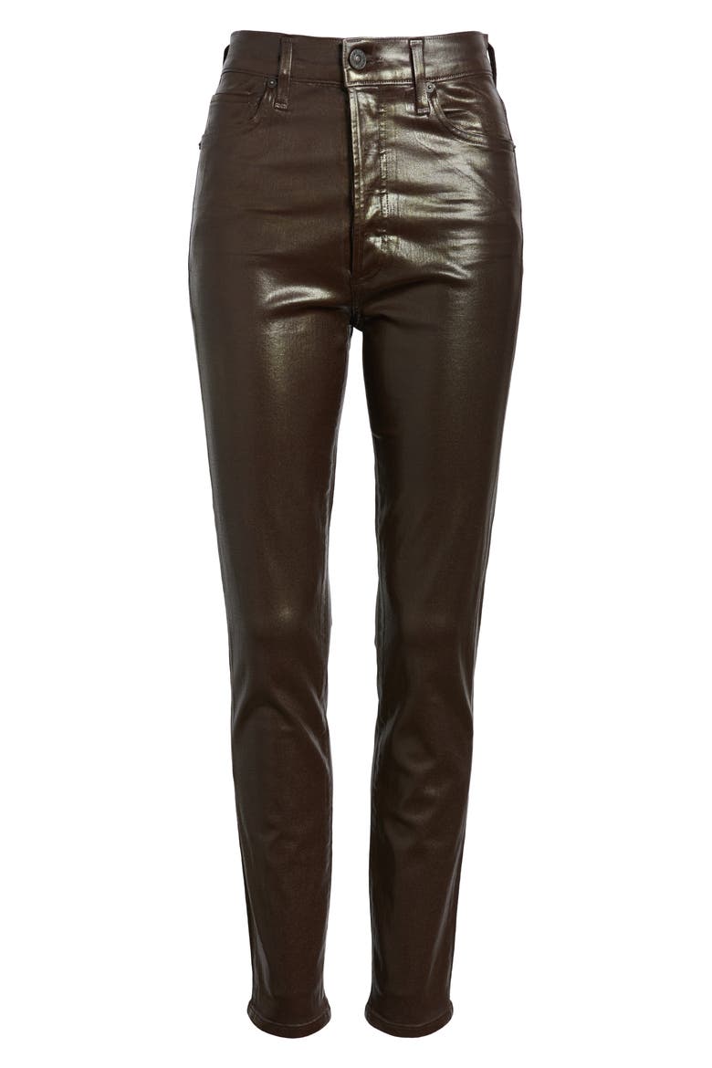 Olivia High Waist Slim Faux Leather Pants, Alternate, color, RAISIN LEATHERETTE