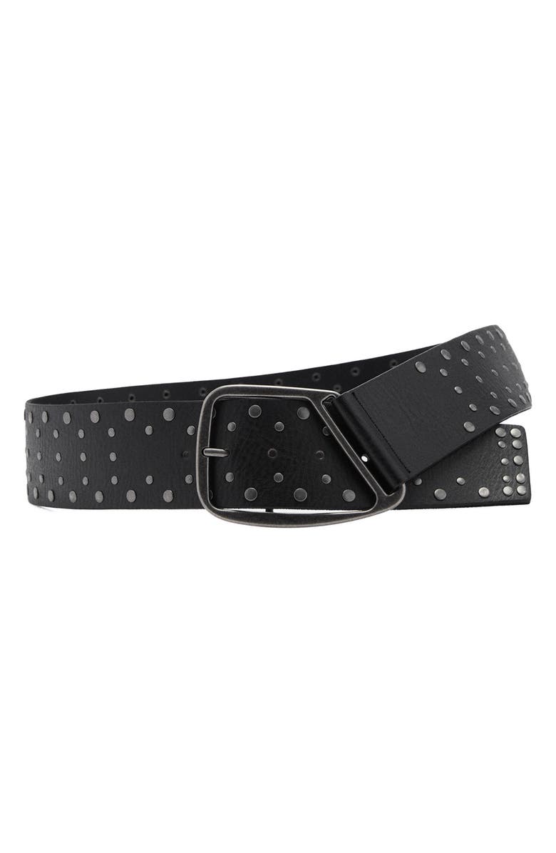 MANGO Stud Leather Belt, Main, color, 