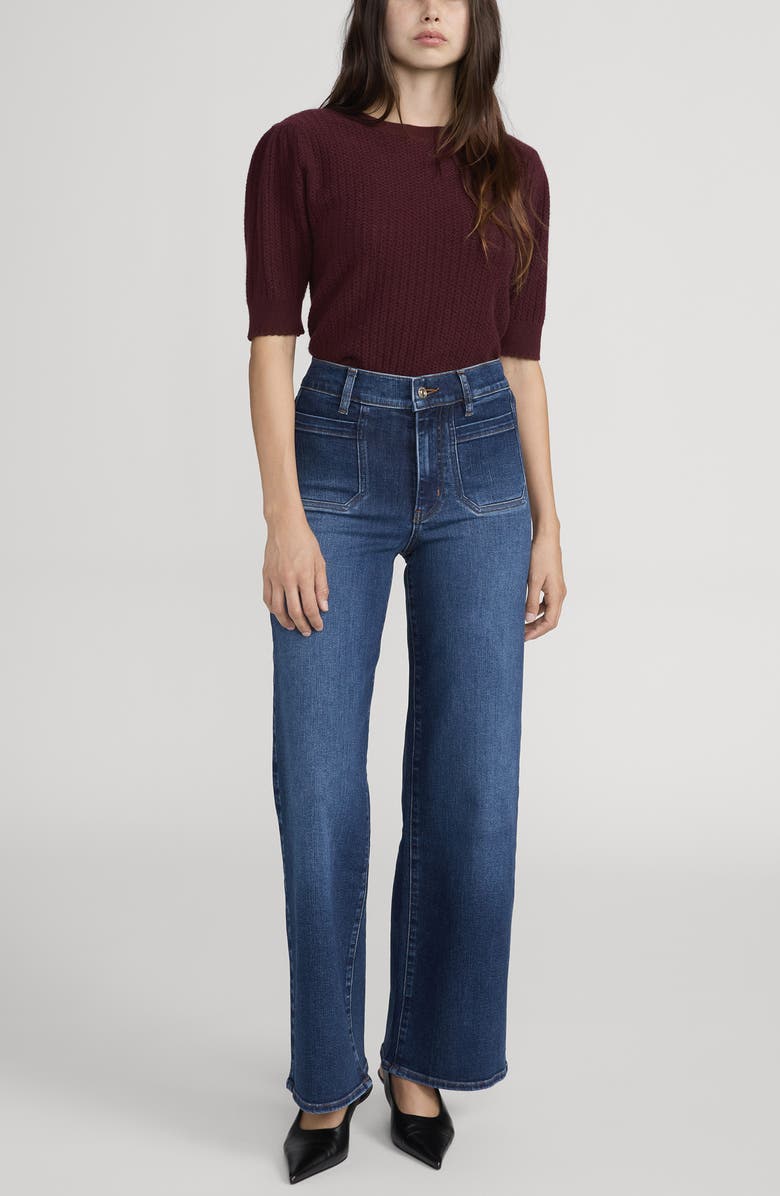 FRAME Le Pixie Slim Palazzo Patch Pocket High Waist Wide Leg Jeans, Alternate, color, Savior