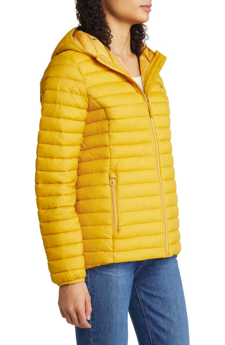 Joules Snug Packable Hooded Puffer Jacket, Alternate, color, Antique Gold