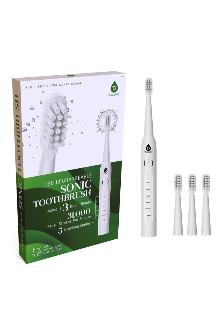 USB Rechargeable Sonic Toothbrush, Main, color, WHITE