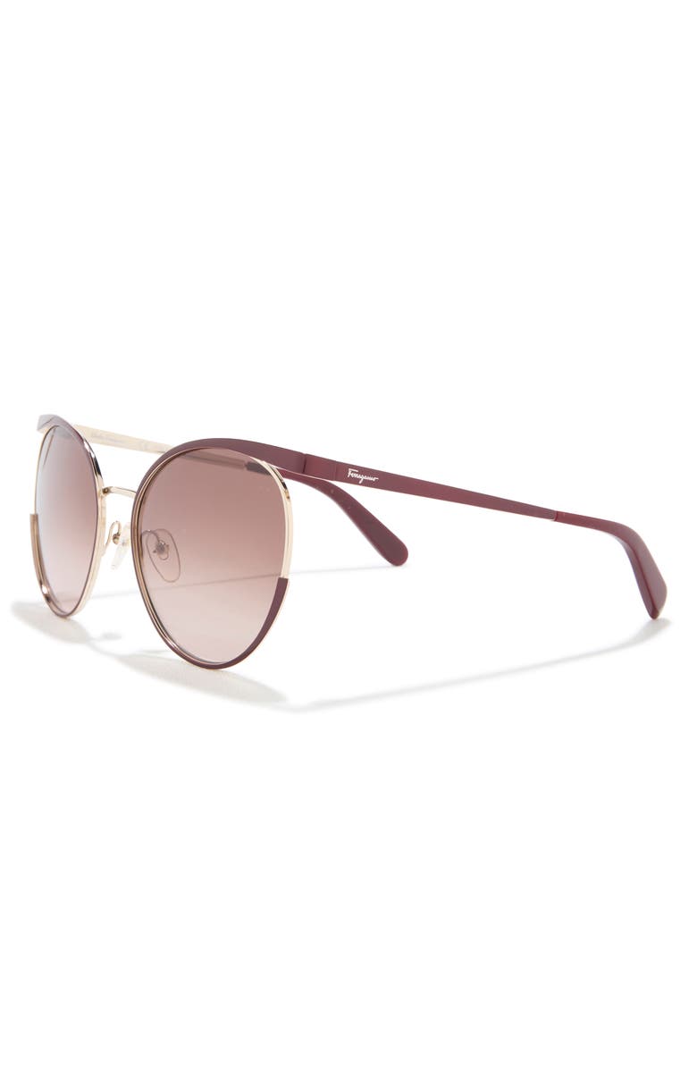 FERRAGAMO 58mm Round Sunglasses, Alternate, color, Bordeaux/ Gold