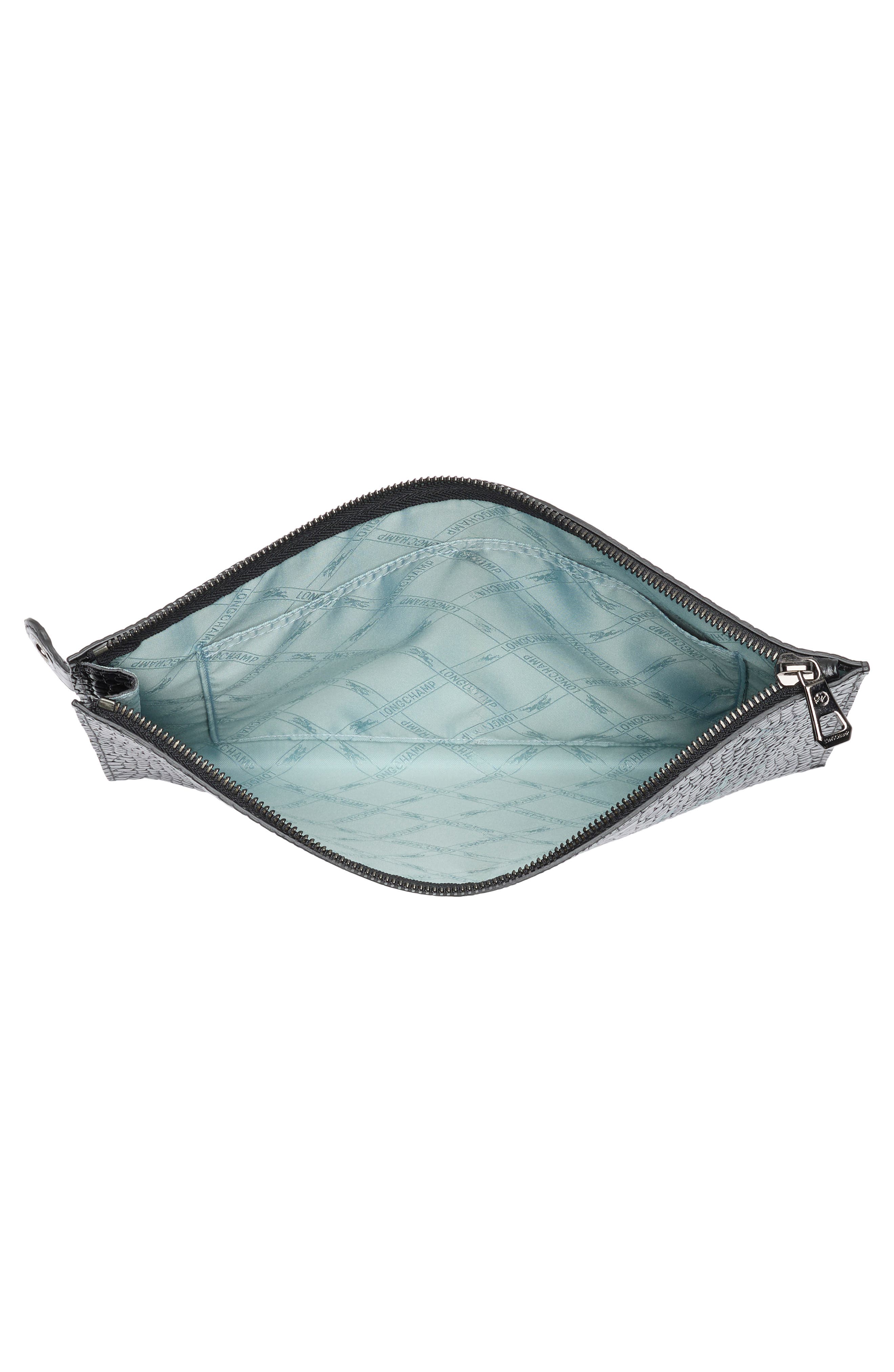 Longchamp Le Pliage Croc Embossed Leather Wristlet, Alternate, color, Butterfly